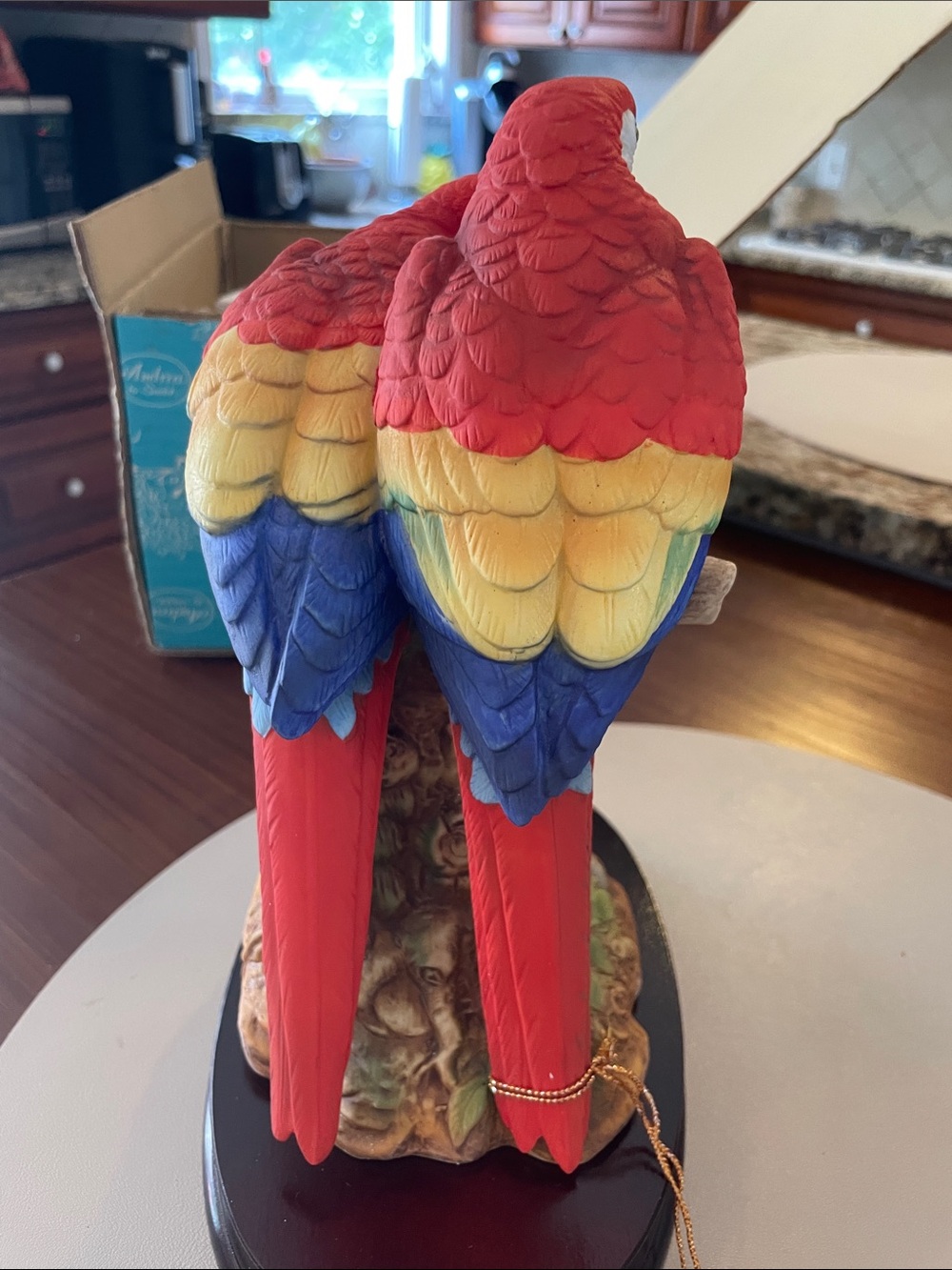 Andrea By Sadek Red Parrot Pair Figurine with Blue and Yellow Accents - Picture 4 of 10